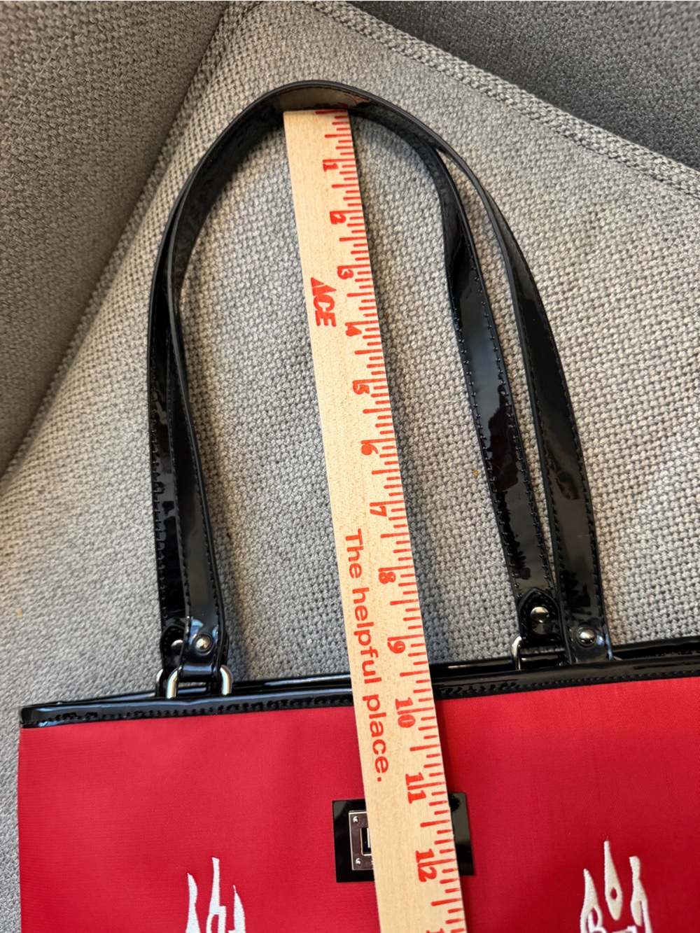 Lulu Guinness Red London Calling Tote with Black and White Accents - Picture 7 of 9